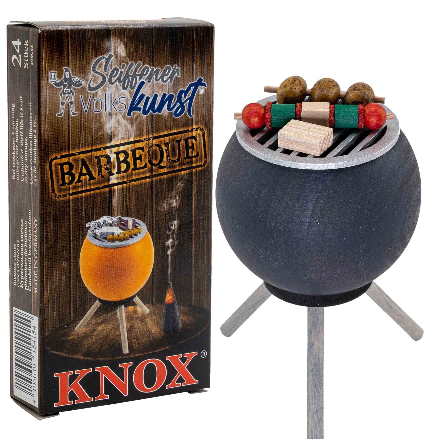 | Smoker grill oven | Smoking figure 10 cm | Grill + incense candles BBQ | Smoker grill veggie | anthracite + Knox