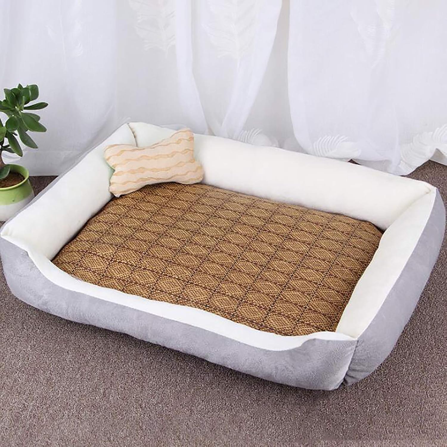 ASLD 3pcs, dog beds woven rattan mat, kennel bed sofa for pets