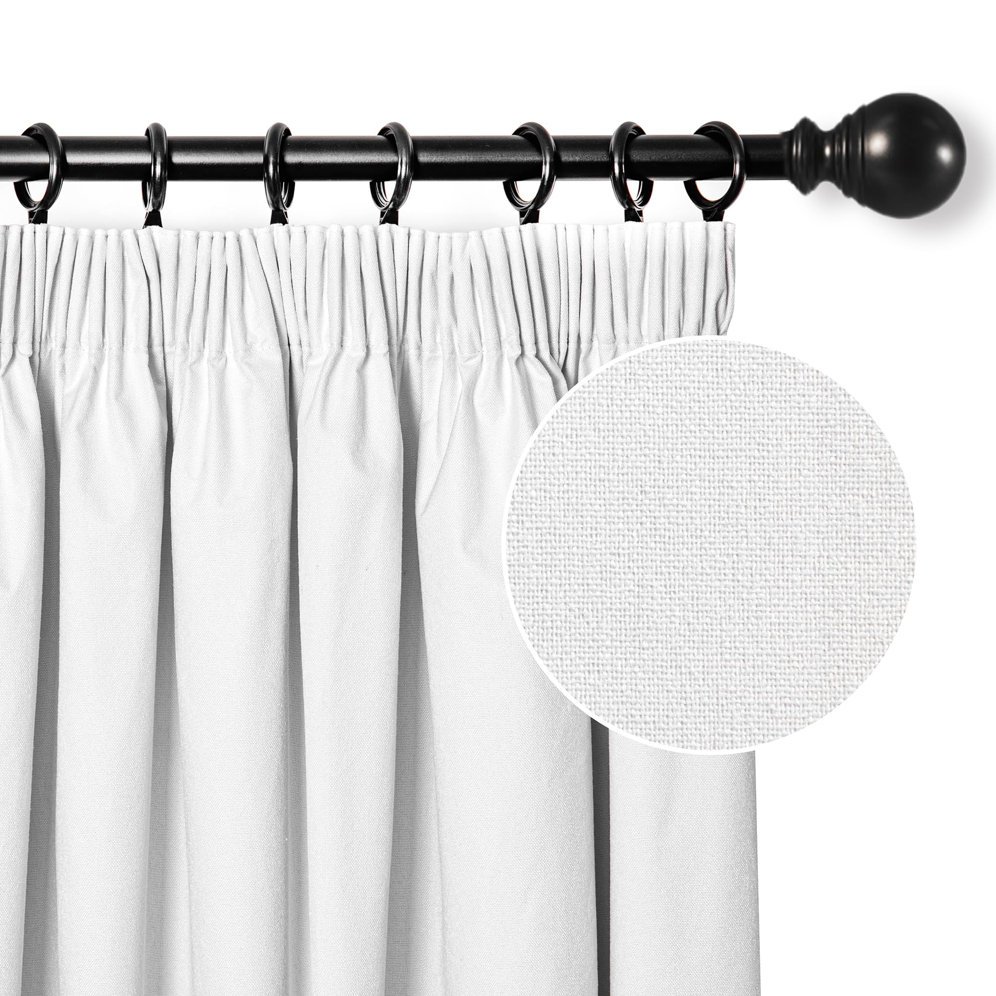 MYSKY HOME Curtains, Blackout Curtain with Ruffle Tape, Bedroom, Heat-Insulated, Set of 2, Blackout Curtains, Passage Coating, Sun Protection, H 175 x W 140 cm, Grey/White