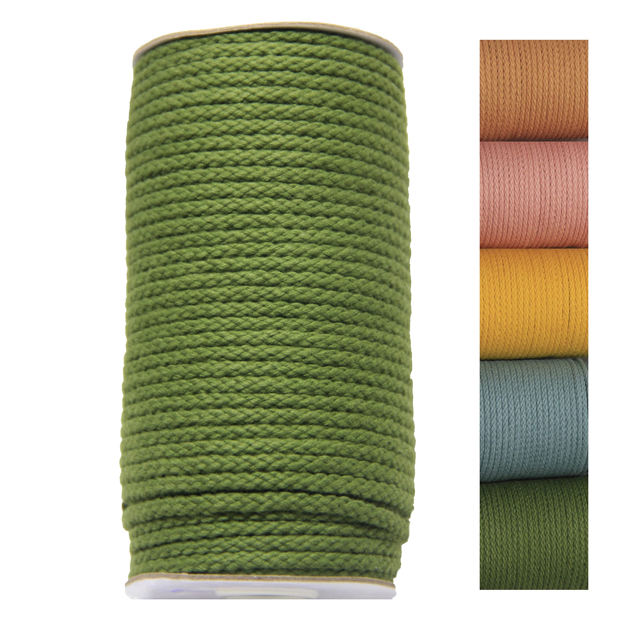 Photo 1 of Natural Cotton Macrame Cord Rope - 4mm 1/6inch 110 Yards for Plant Hanger Craft Wall Hanging Handmade DIY (Not Recycle Material) (4MM-60Yards-OliveGreen)