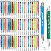 Yeaqee 100 Pcs Employee Appreciation Gifts Bulk Inspirational Metal Ink Ballpoint Pen with Motivational Quote for Coworker Team Office Staff Thank You Gifts(Multicolored,Mental Health Reminders)