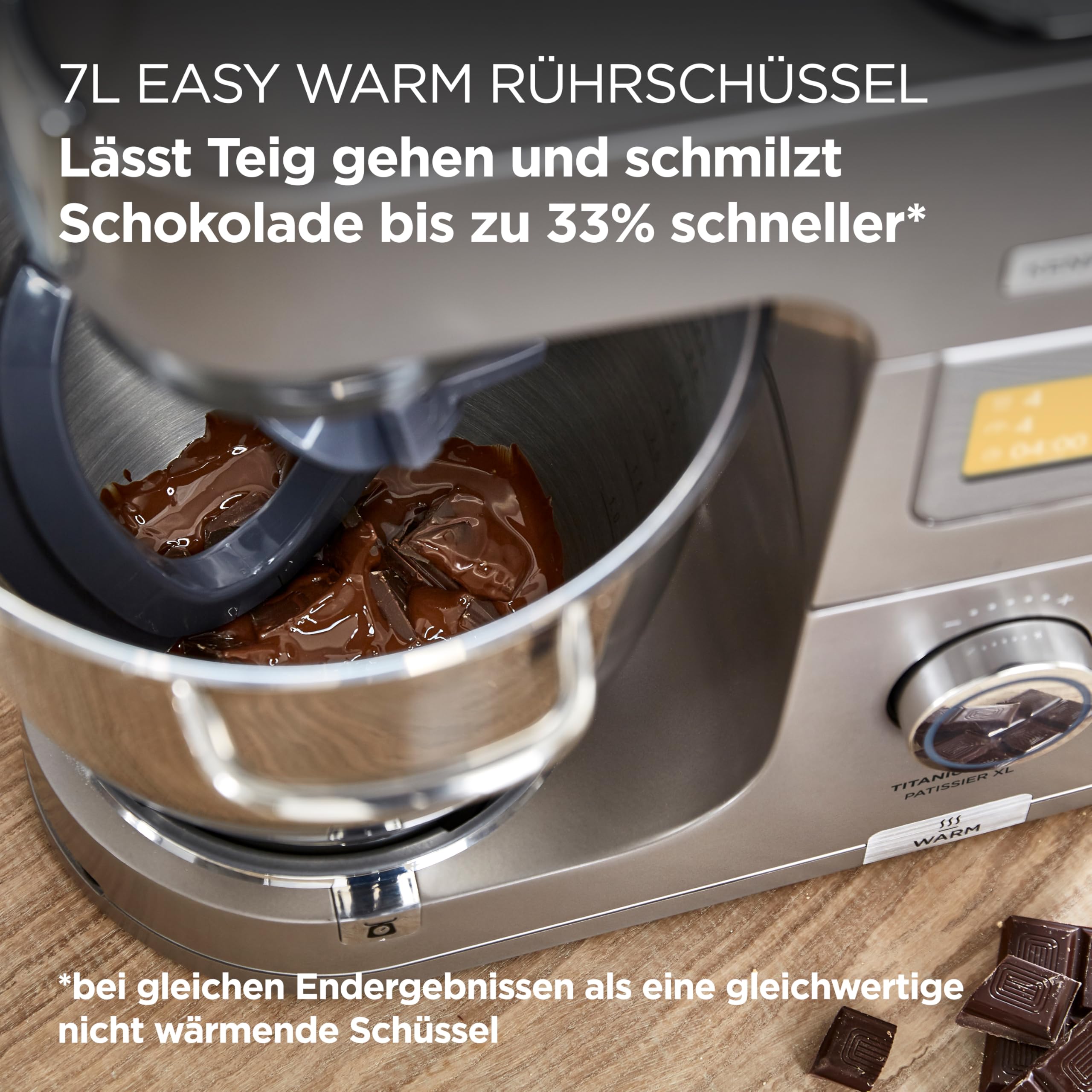 Kenwood Titanium Chef Patissier XL KWL90.034SI – Küchenmaschine mit integrierter Waage & 7 L Rührschüssel mit Wärmefunktion, 1400 Watt, inkl. 4-teiligem Patisserie-Set, silber 3