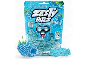 Zesty Bitez Sour Gummy Belt Squares, Sweet and Tangy Candy Strips, 4.2 oz Resealable Bag (Berry Blue)