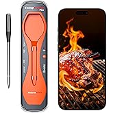 ThermoPro 600FT Wireless Meat Thermometer with Upgraded Ultra-Thin Probe, Bluetooth Meat Thermometer Wireless for Outside Gri