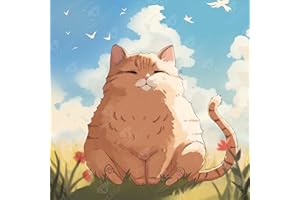 DIAMOND ART CLUB Meko The Cat Diamond Painting Kit, Fun DIY Crafts for Adults, Round Diamond Art Canvas, 13" x 13"