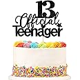 1 PCS 13 Official Teenager Cake Topper Glitter 13th Birthday Cake Pick Decorations for Teen 13th Birthday Party Supplies Black