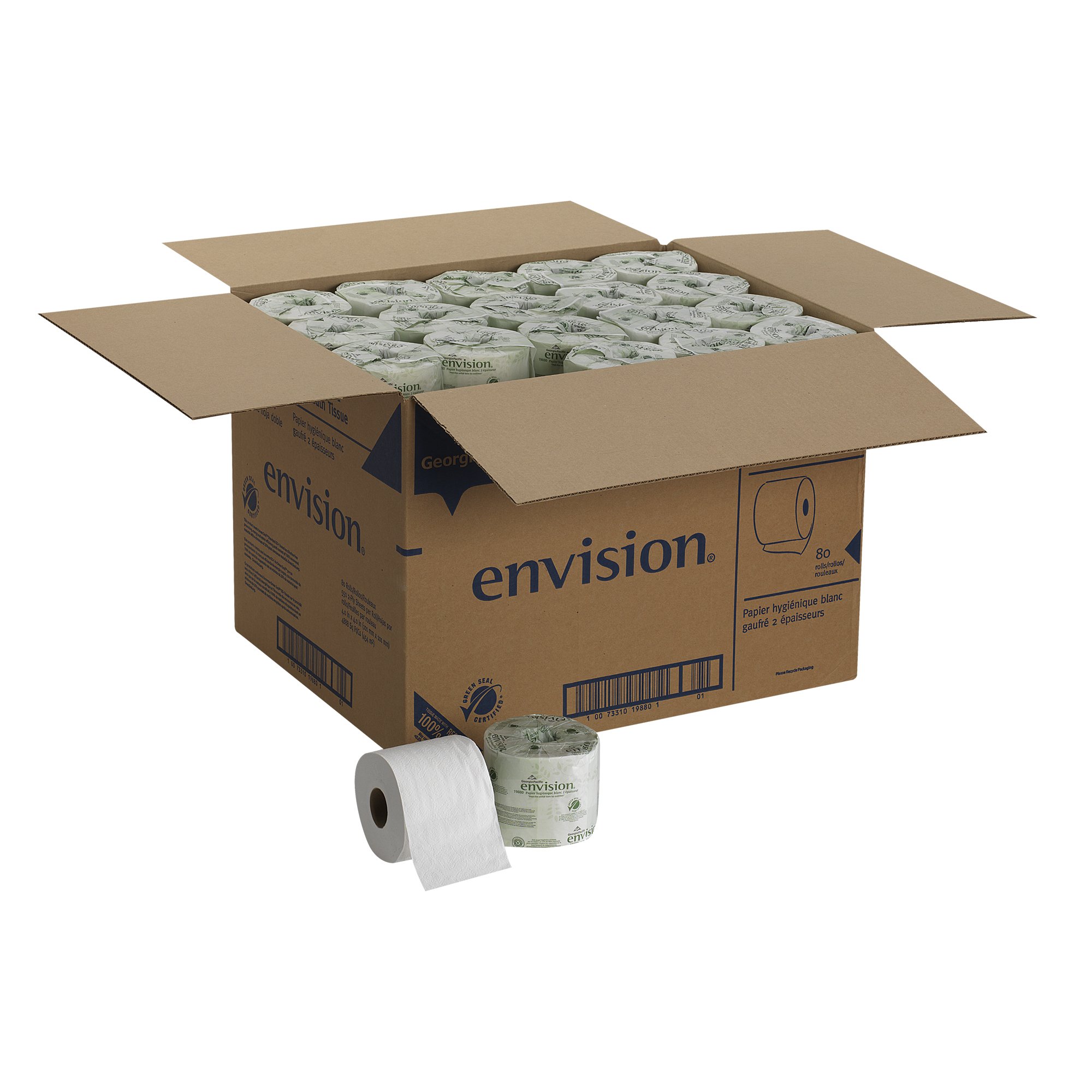 Envision 2-Ply Embossed Toilet Paper by GP PRO (Georgia-Pacific), 19880/01, 550 Sheets Per Roll, 80 Rolls Per Case