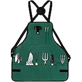 LUCKIPLUS Gardening Apron, Garden Apron for Women with Pockets, Waterproof 600D Heavy Duty Cross Back Work Tool Aprons for Men Gardeners Painting
