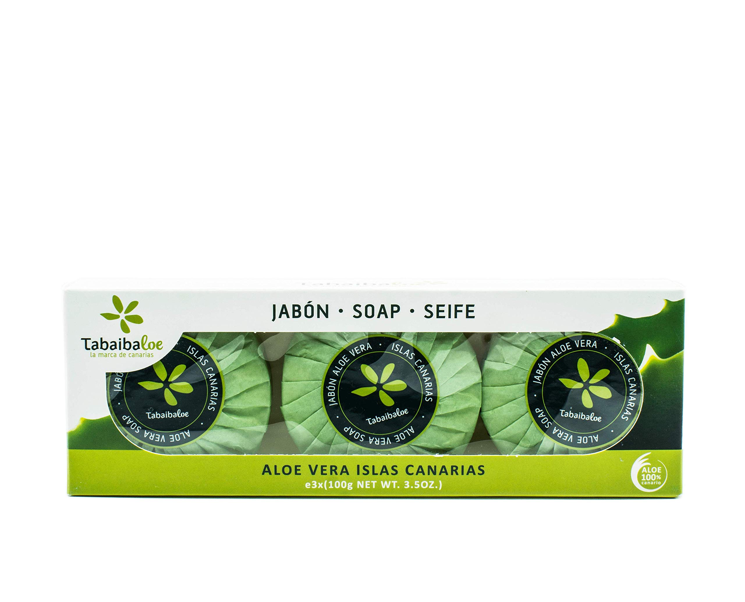 Gift set of three tablets of Canarian Aloe Vera soap 3X100gr Tabaibaloe