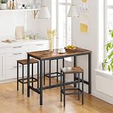 VASAGLE Dining Table Set Bar Table with 2 Bar Stools Rustic Brown LBT15X view 9