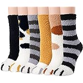 Ginmewrae Women Fuzzy Socks Cozy Soft Fluffy Cute Animal Slipper Socks Sleeping Warm Socks Christmas Gift for Girls