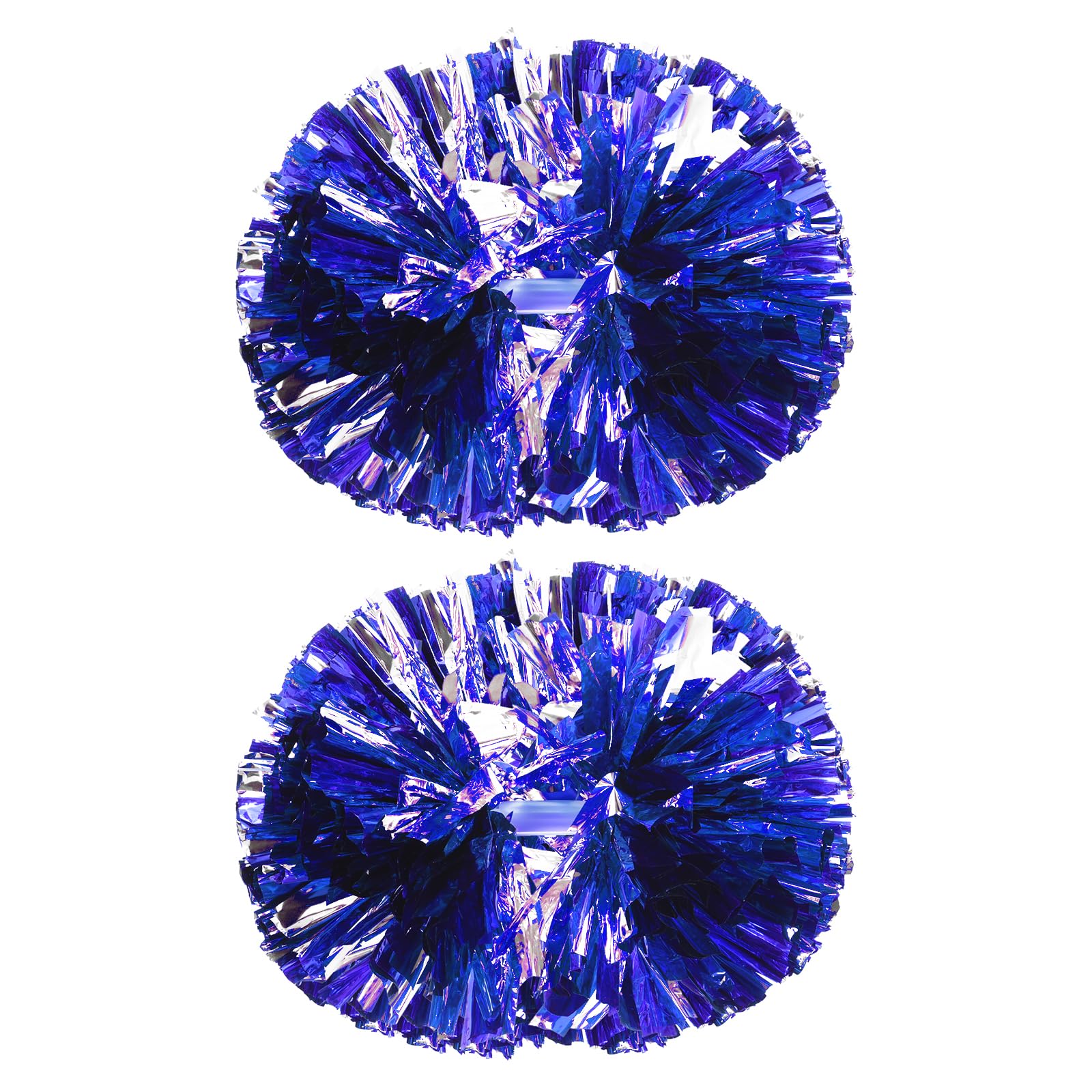 PATIKIL Cheerleading Pom Poms, 2 Pack PET Cheer Pom with Handle for Sport Game Team Spirit Fun Dance Stage Events, Blue Silver