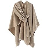 Kcuskl Women's Shawls Wrap Poncho Elegant Soft Capes Open Front Cardigan Large Blanket Warm Wraps for Fall Winter