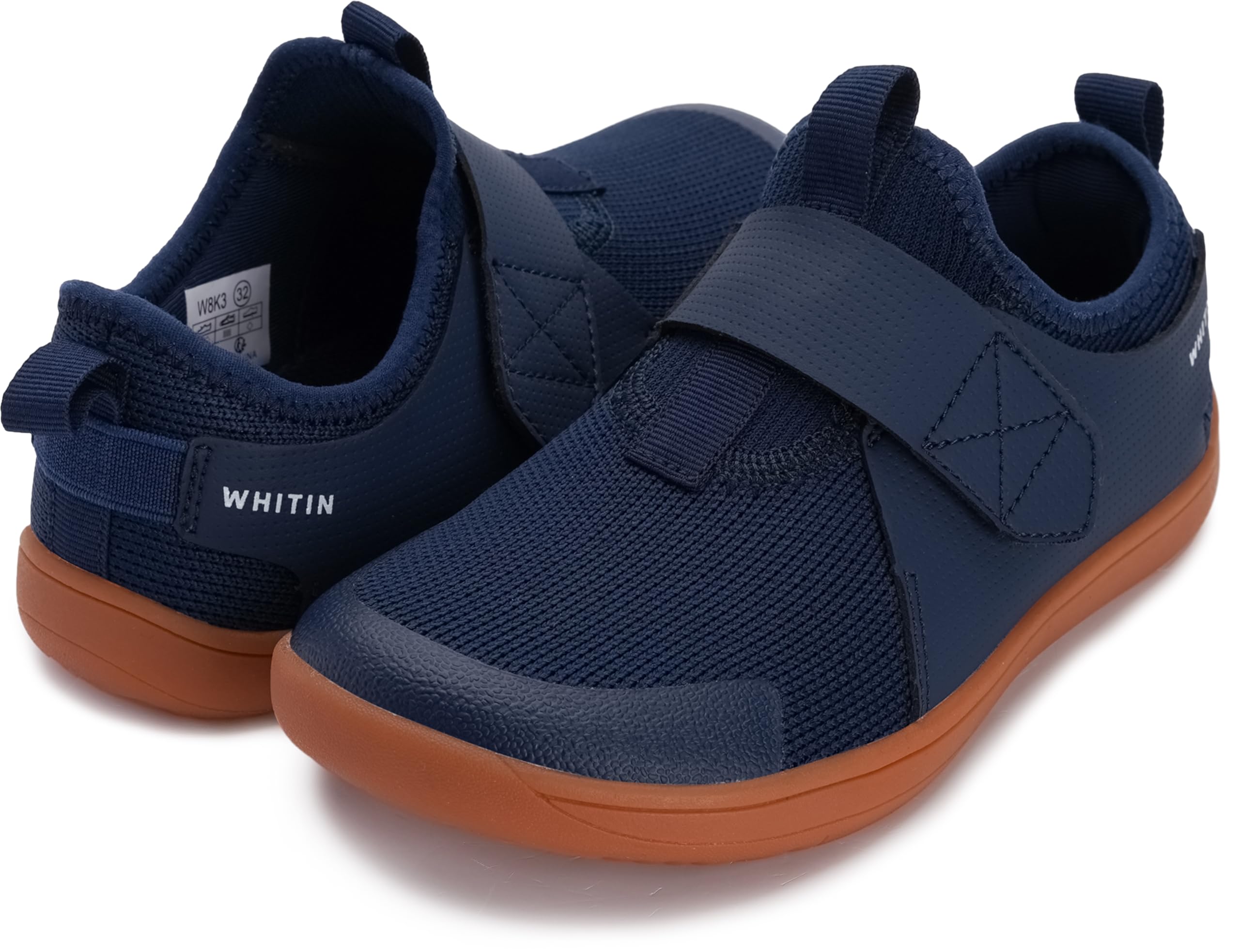 WHITIN Toddler/Kids Wide Barefoot Shoes for Boys/Girls Slip-On Sneakers Minimalist Wide Toe Box Zero Drop Size 9 Walking Athletic Sport Flat Jump Trainers Navy Blue 26 Image