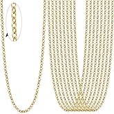 24PCS Gold Cable Necklaces for Jewelry Making 1.5MM 18K Gold Plated Stainless Steel Cable Link Chains Bulk for DIY Necklace