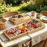 CHOEZON Large Charcuterie Boards, Cheese Server with Handles, Cheese Board | Extendable Bamboo Serving Tray for Meet, Fruit, Housewarming Gift for New Home, Bridal Shower, New House Gift Natural MKS01YH