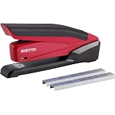 Bostitch Office Executive 3 in 1 Stapler, One Finger, 20 Sheet, Red | 210 Staples Included, Jam Free Stapling, Opens for Tacking, One-Finger Stapling, Sleek and Durable Design