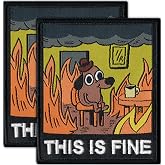 Laughing Lizards This Is Fine Patch (2-Pack) | Hook &amp; Loop Tactical Cartoon Dog Patches, Funny Morale Patches for Backpacks, Hats, Bags, and Equipment