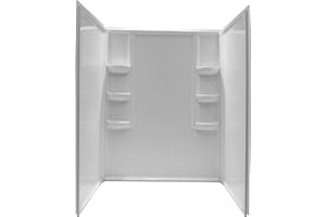 ANZZI Lex-Class Series 3-piece DIY Friendly Alcove Shower Surround in White |60 in. L x 36 in. W x 74 in. H | Scratch-Resilient Surface with Six Built in Shelves | SW-AZ009WH