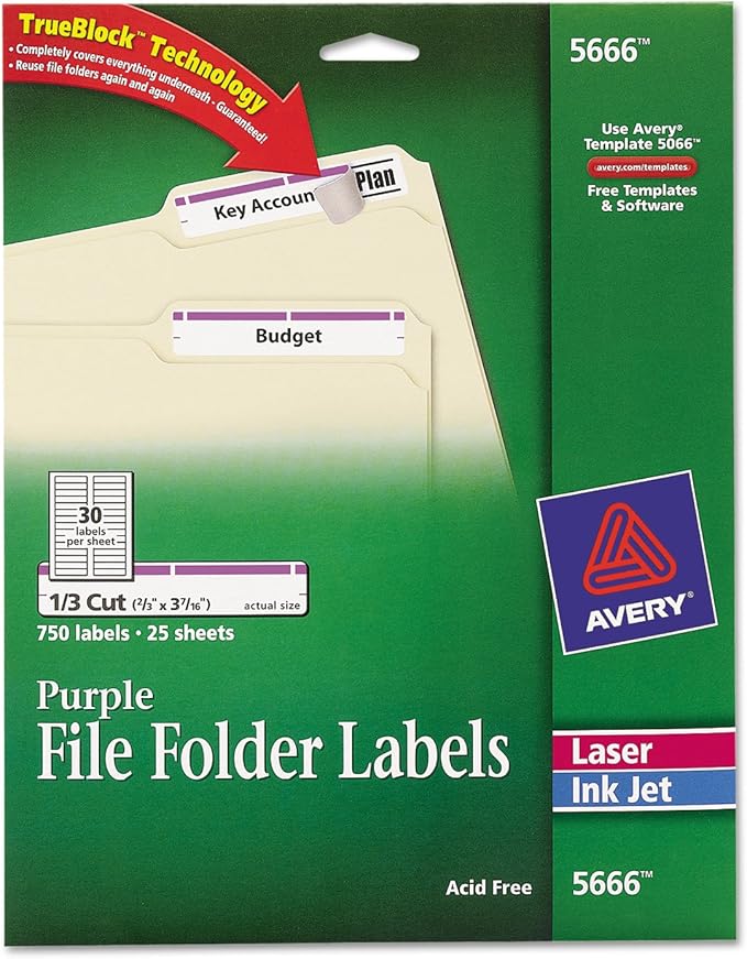 AVE5666 Avery SelfAdhesive Laser/Inkjet File Folder