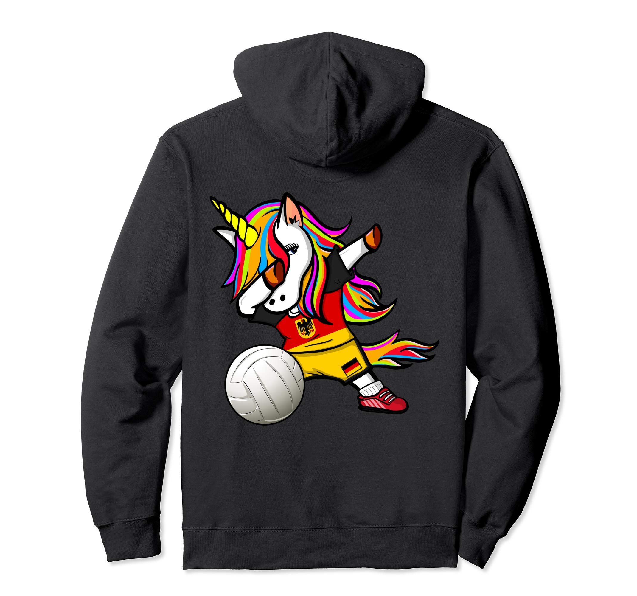 Dabbing Unicorn Germany Volleyball Fans Jersey - German Flag Pullover Hoodie
