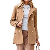 IDEALSANXUN Womens Fall Winter Peacoat Wool Coat Double Breasted Blazer Jacket Trench Coat