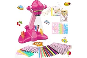 Hoarosall Kids Drawing Projector, Art and Craft Kit, Toys for Girls Aged 3+, Including Colored Pencils, Crayons, Coloring Books, Drawing Stencil etc, Gift for 3+ Year Old Girls (Unicorn Drawing Kit)