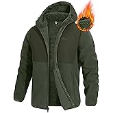 Pioneer Camp Men's Polar Fleece Jacket Sherpa Lined Warm Full Zip Up Hoodie Heavyweight Winter Jacket with Hood Outerwear