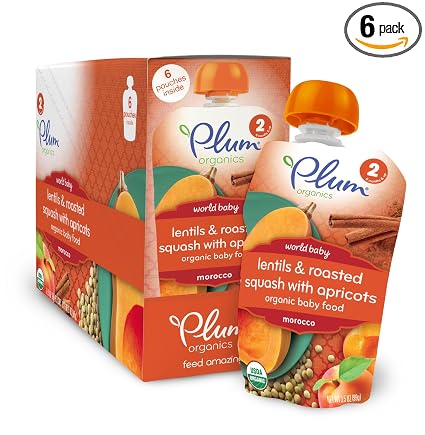Plum organics Organic Baby Food lentils&roasted squash with apricots stage 2 (846675004550)