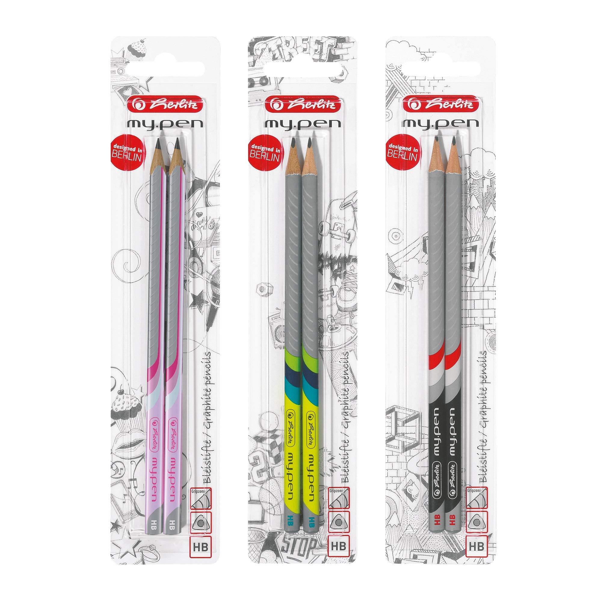 Herlitz My. Pen 10786952 Pencil HB Pack of 2, Assorted
