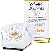 FiayaCom Audio Guest Book Wedding Phone, Preserve Your Special Occasions, Customized Audio Messages,for Wedding, Party, Confession (White+Sign)