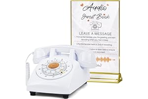 FiayaCom Audio Guest Book Wedding Phone, Preserve Your Special Occasions, Customized Audio Messages,for Wedding, Party, Confession (White+Sign)
