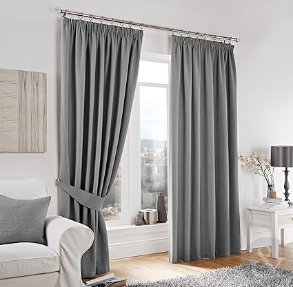 Luxury Herringbone Tweed Curtains Fully Lined Pencil Pleat