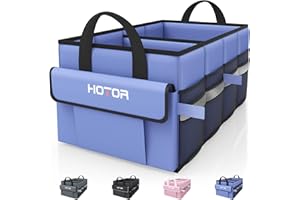 HOTOR Car Organizer, Foldable Trunk Organizer for SUV, Sedan & Van, Car Organization with Sturdy Base Panel, 2 Compartments, 