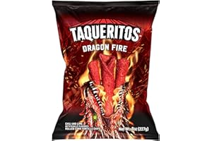 Taqueritos Dragon Fire, Spicy Rolled Corn Tortilla Chips, 8 oz (Pack of 1)