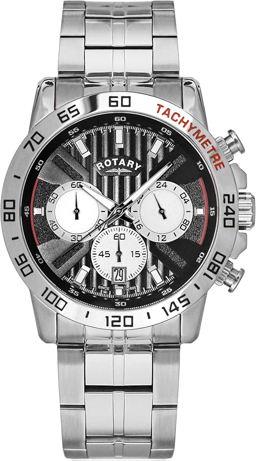Rotary Men's Chronograph Quartz Watch with Stainless Steel Strap