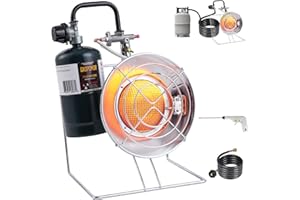 GASPOWOR Multi-Use Portable Propane Heater/Cooker,18,000 BTU Propane Outdoor Heater with 8.8 FT Hose (CSA) for Camping, Garage, Patio,Tent Heater for Hunting, Fishing or RVs(Fuel not included)