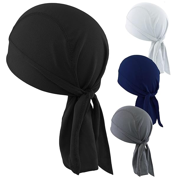Lot De 4 Bandages Durag En Velours Pour Homme Avec Longue Queue Pour 360 Vagues