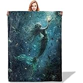 Plistiz Vibrant Mermaid Throw Blanket 50"x60", Oceanic Fantasy Theme Blankets for Living Room Couch, Home Decor, Soft Flannel Mermaid Gifts for Adults and Women