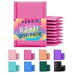 Yens Poly Bubble Mailers 8.5x12 200 Pack Hot Pink