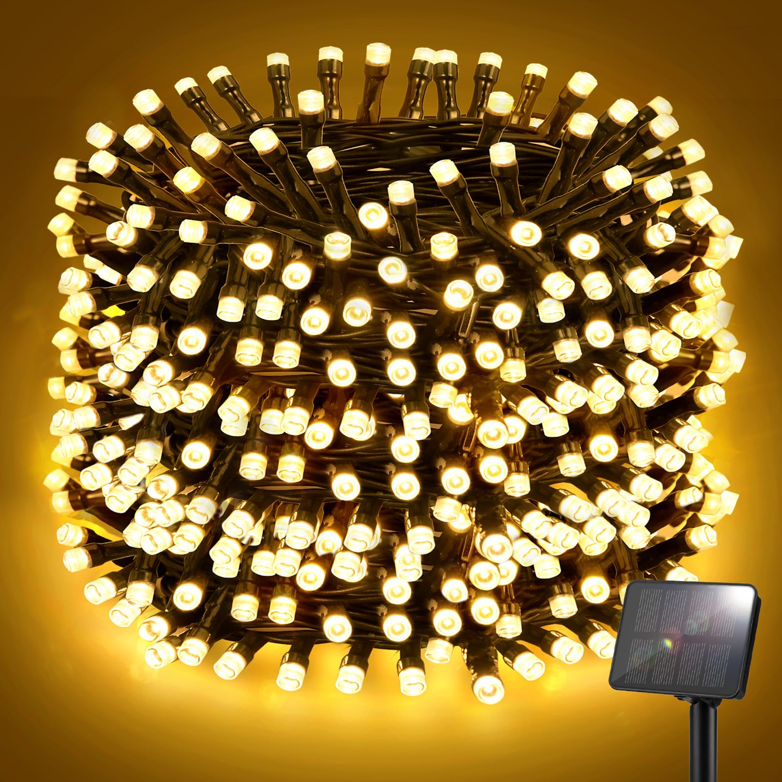 FFZZKJ Solar String Lights Outdoor Garden 120LED 12M 40FT Garden Lights Solar Powered Waterproof 8 Modes for Patio/Yard/Tree/Gazebo/Terrace/Party/Wedding - Warm White