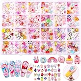 3D Mix Assorted Color Nail Charms Acrylic Multi Cute Nail Art Charms Hollow Candy Jewelry Nail Supplies for Nail Design DIY Crafts Accessories