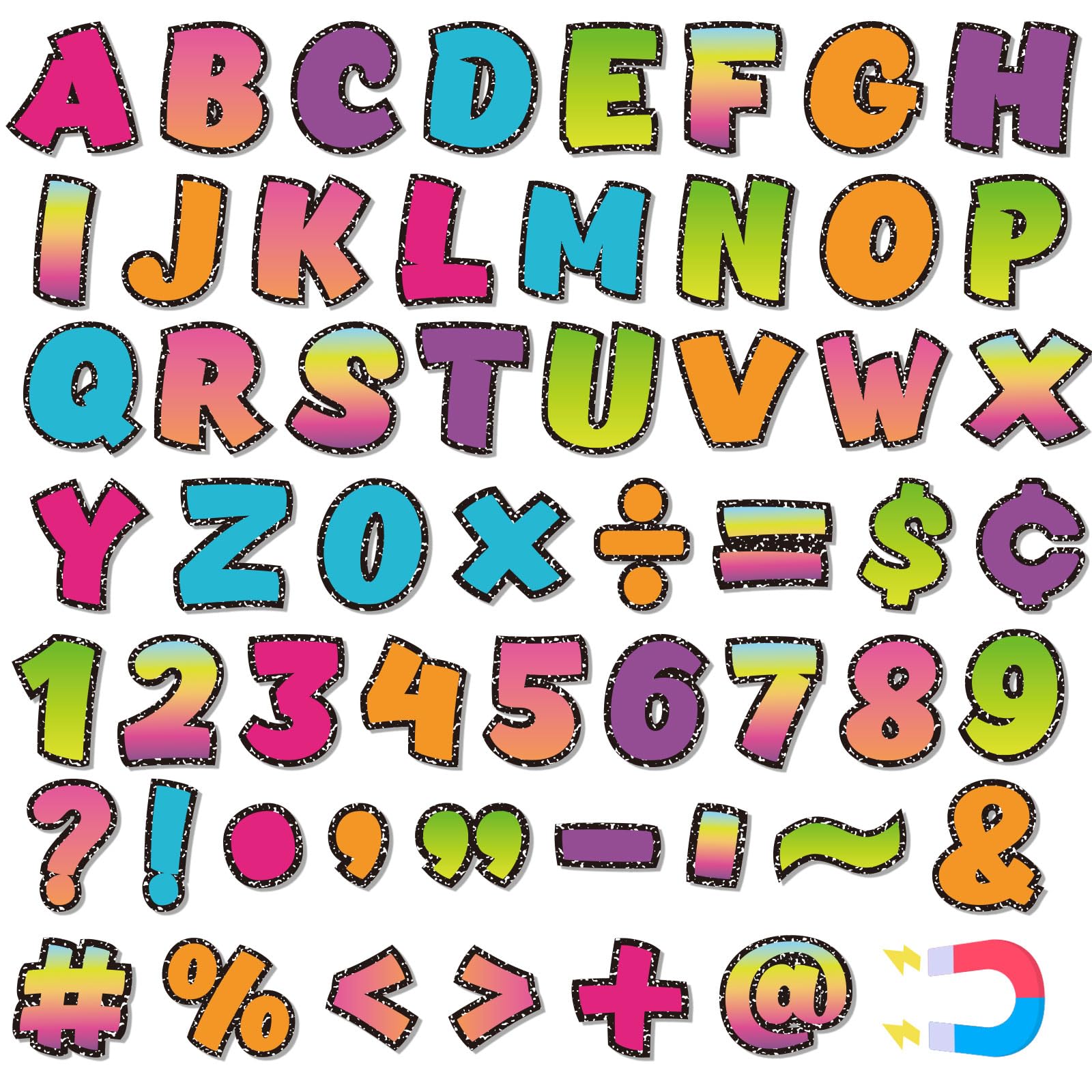 Photo 1 of (PARTIAL SET) Engrowtic 152 Pcs Magnetic Letters and Numbers Set 2'' Fridge Magnetic Alphabet Letters Kit for Toddlers Kids Whiteboard Classroom Educational Tool Home Learning(Brights)