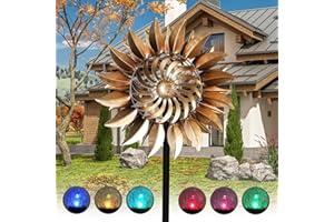 JKIMK Wind Spinners Outdoor-Wind Art-Wind Sculptures & Spinners-Garden Gifts Women 75 in Multi-Color Led Glass Ball for Patios Parks Sidewalks Backyard Lawn Decorations