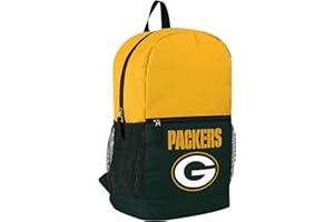 FOCO NFL Officially Licensed Football Team Color Primary Logo 2 Tone Big Logo Color Block School Bag Travel Backpack - Green Bay Packers