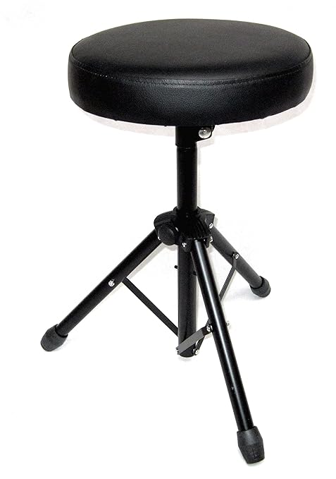 SCHLAGZEUGHOCKER - DRUMHOCKER - STUHL - SCHWARZ - DREIFUSS - HÖHE 50cm - KUNSTLEDER GEPOLSTERT - SH2BK