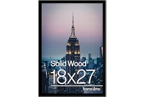 Frame Amo 18x27 Black Solid Wood Frame, 1 inch Wide Border, Acrylic Face