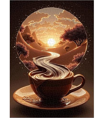 1000 Teile Puzzle „Cup Of Coffee“ – Frühstücks-Engel Mit Graffiti-Look – 70x50 Cm – Für Erwachsene & Familien