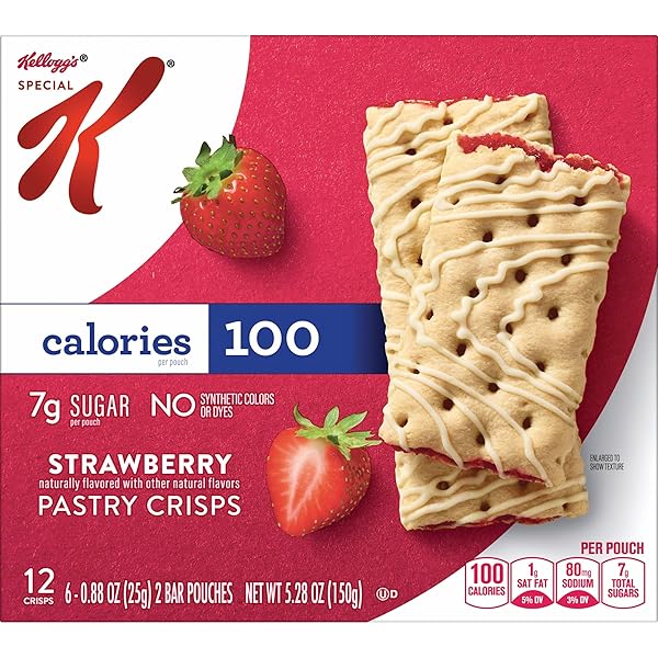SPECIAL K BAR PASTRY CRISPS, 100 CALORIE SNACKS, BREAKFAST BARS, STRAWBERRY, 5.28OZ BOX (12 CRISPS)