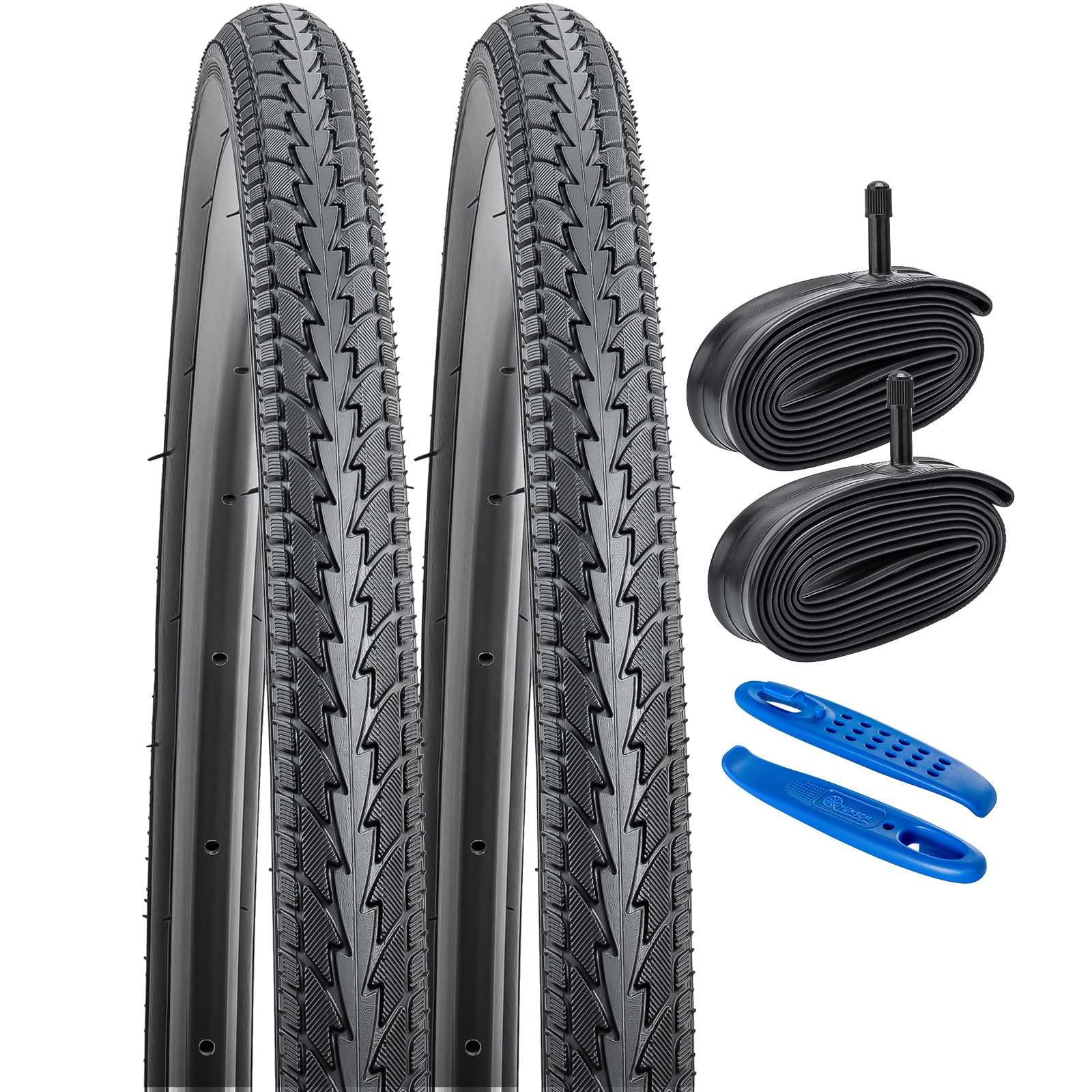 YUNSCM 2-PCS 24" Road Bike Tyres 24x1.75 tire 47-507 Bicycle Tyres and 24" Bike Tubes Schrader Valve, Compatible with 24x1.75 Bike Bicycle Tires and Tubes (Y-710)